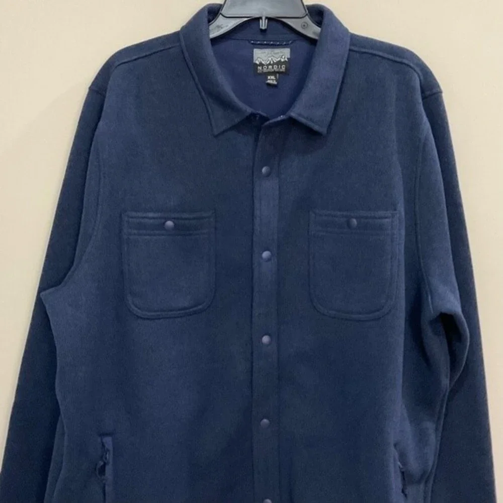 J Crew Sweater Fleece Jacket Utility Blue Nordic Shacket Sz XXL Shirt-Jacket